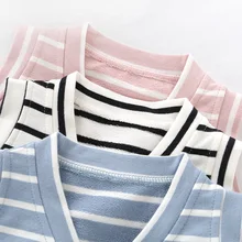 Весенняя одежда для младенцев, жилет жилетки для новорожденных мальчиков в полоску, кардиган для маленьких девочек 3 лет, жилет для маленьких детей, Y4634