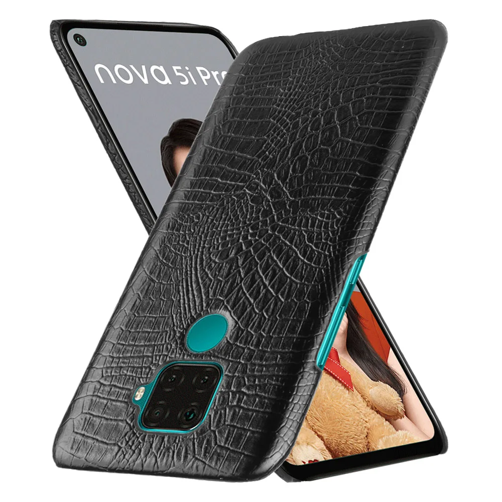 Жесткий чехол с текстурой крокодиловой кожи из искусственной кожи для huawei Nova 5Z