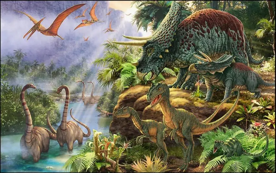 Custom mural photo 3d wallpaper Cartoon forest dinosaur world Home decor living room 3d wall murals wallpaper for walls 3 d