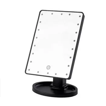 

22 LEDs Mirror LED Makeup Vanity Square Mirror Double-Sided Lighted Mirrors for Bathroom Bedroom USB Type