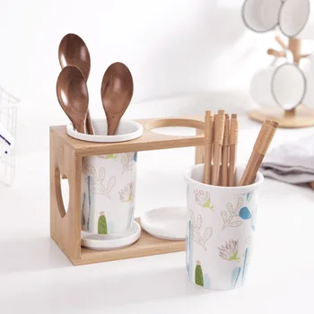 

Ceramic chopsticks container kitchen hollow chopsticks mildew drainage chopsticks box storage hanging dish drainer