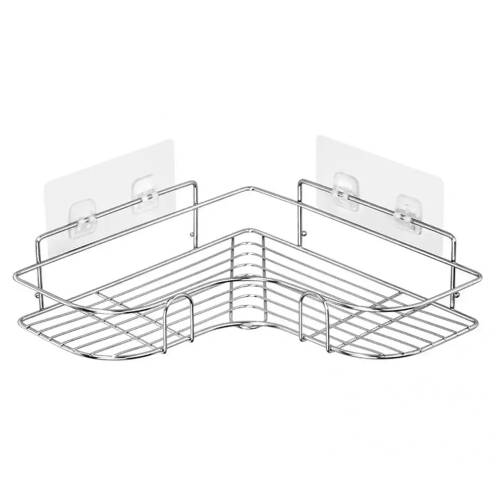 1 Set Durable Shower Sundries Organizer Corner Storage Rack Widely Use Sundries Storage Shelf Stable for Indoor