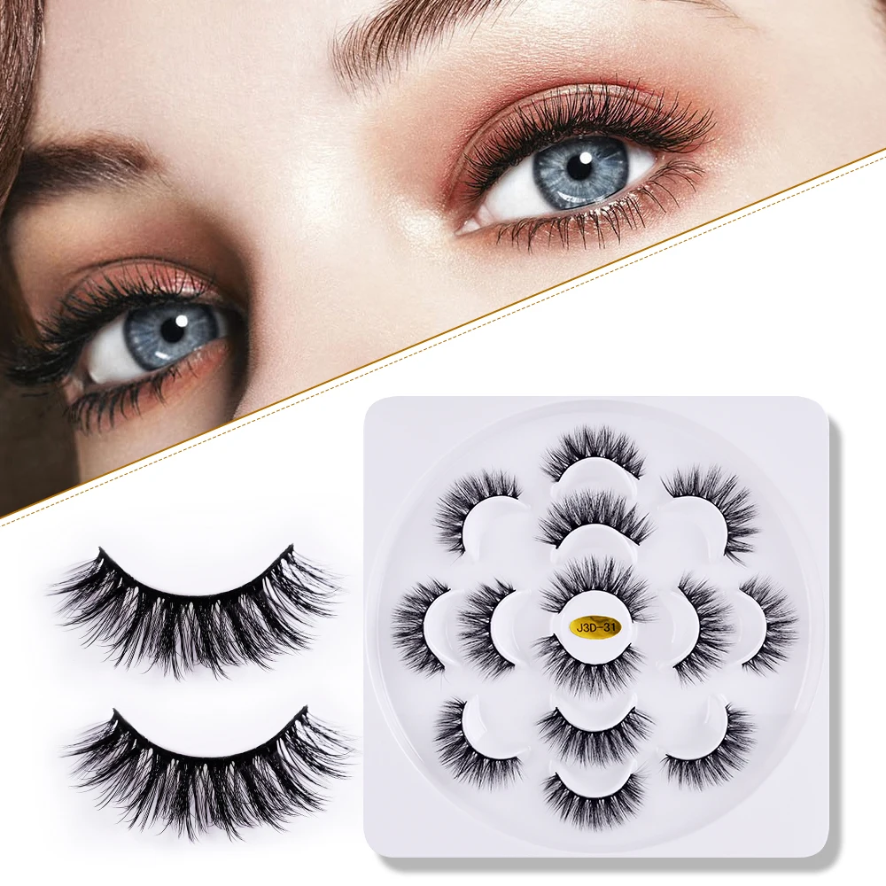 

7 Pairs 3D False Eyelashes Fluffy Wispy Long Thick Lashes Mink Hair Handmade Soft Natural Eye Makeup Extension Tools Dropship