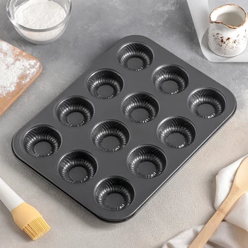

Baking dish "Pudding", 35 × 27 × 3 cm, 12 holes, non-stick coating