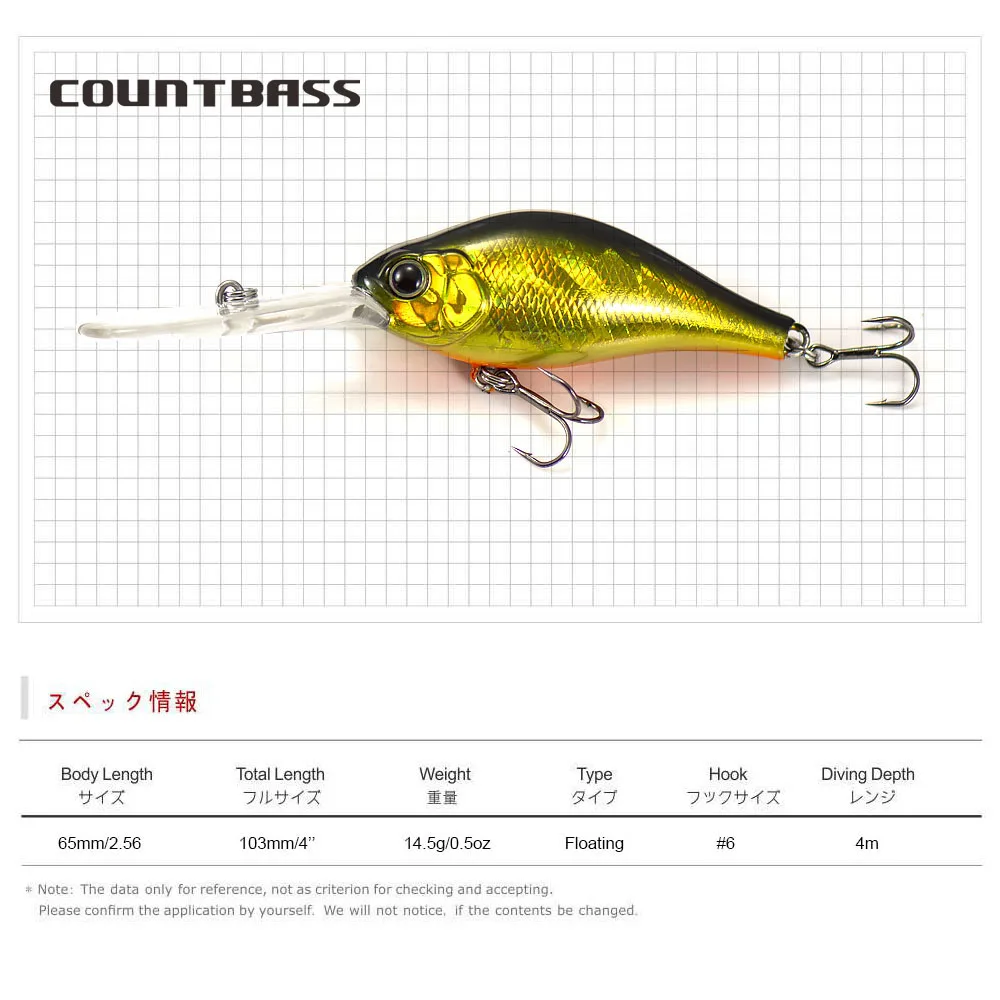 COUNTBASS 65mm 14.5g Crankbait Deep Diver Floating Hardbaits Fishingg Lures Diving Depth 4m Crank Wobblers  Angler's Lure