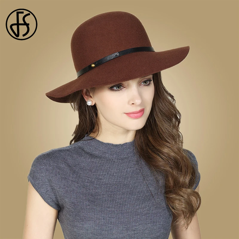 Женская фетровая шляпа Колокол FS теплая котелок с широкими полями темно синего