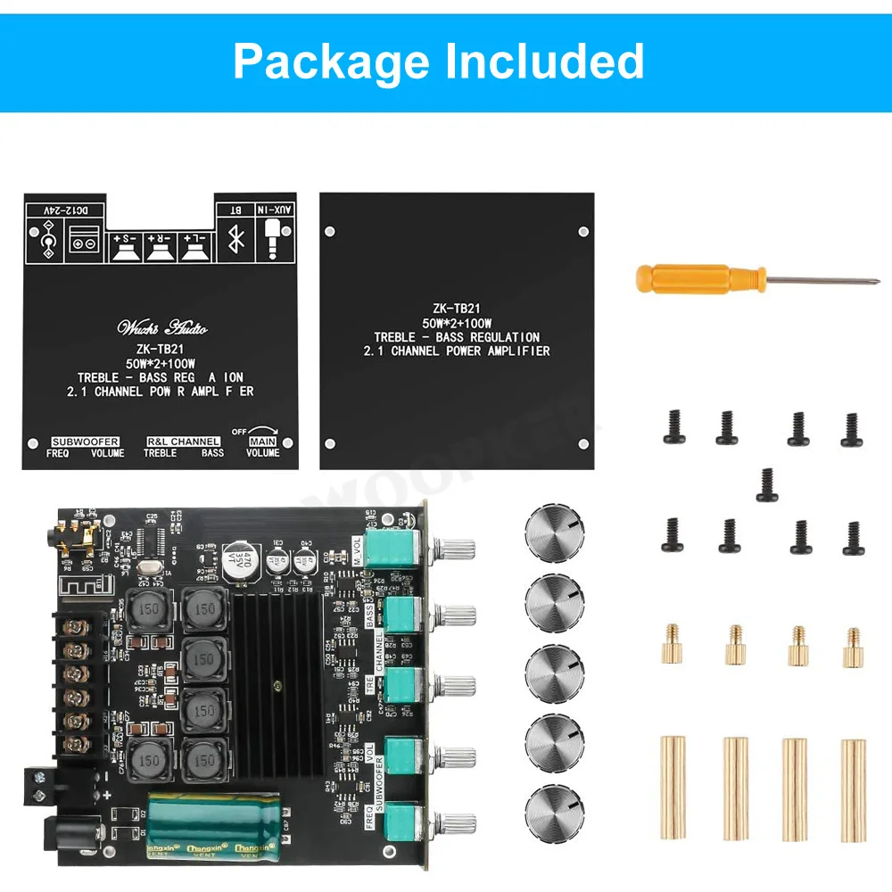 ZK-TB21 TPA3116D2 Bluetooth 5.0 Subwoofer Amplifier Board 2.1 Channel AMP Module DIY Audio Boards