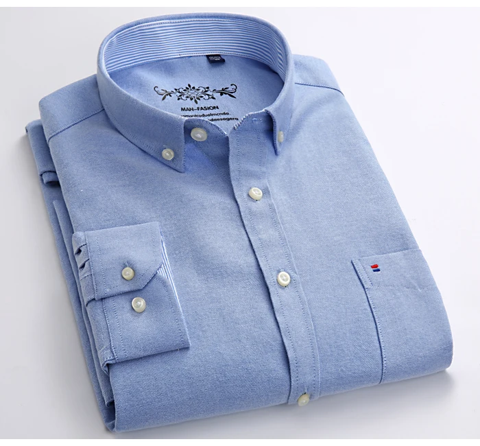 men's short sleeve button down shirts Men's Plus Size Casual Solid Oxford Dress Shirt Single Patch Pocket Long Sleeve Regular-fit Button-down Thick Shirts men's button up short sleeve shirts & tops