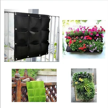 

Brand Indoor Outdoor Wall Hanging Planter Vertical Felt Garden Plant Grow Container Bags 9 Pocket Green Black Optional On Sale