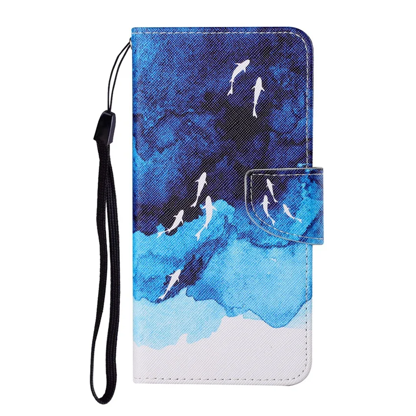 Flip Card Slot Wallet Leather Case For Redmi Note 5 5A Plus 6 7 7A 8 8A 9 9A 9C 9T 9S 10 10S Pro Cat Starry Sky Painted Cover