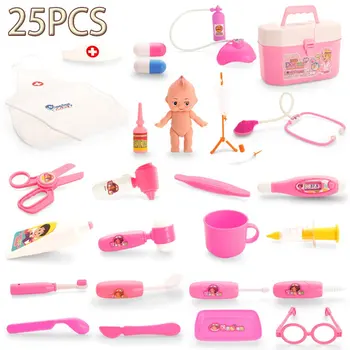 

OCDAY 25pcs Doctor Play Toys Set Children Role Play Medical Kit Baby Educational Box Pretend Play Gift Simulation Hospital Toys
