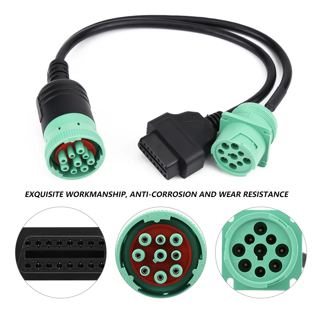 9 Pin к интерфейсу OBD2 грузовик y-кабель адаптер OBDII Y сплиттер грузовик 16Pin Male to Female J1939