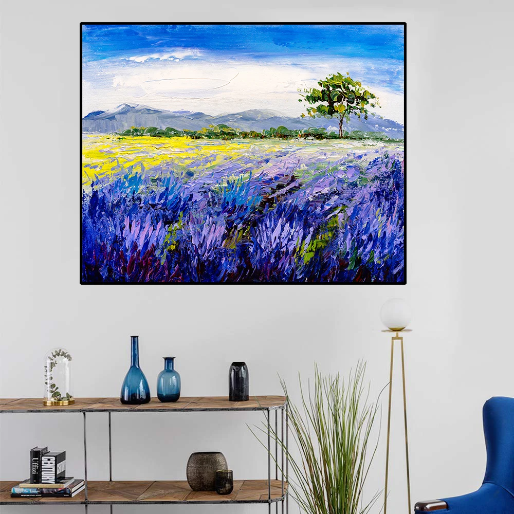 Laeacco Lavender Fild Nauture Landscape Canvas Painting Calligraphy Wall Pictures Prints For Home Living Room Wall Decorative Laeacco Lavender Fild Nauture Landscape Canvas Painting Calligraphy Wall Pictures Prints For Home Living Room Wall Decorative
