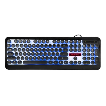 

USB Wired Gaming Keyboard Steampunk Keyboard Backlit Retro Round Keycap Metal Panel 104 Keys for PC Laptop