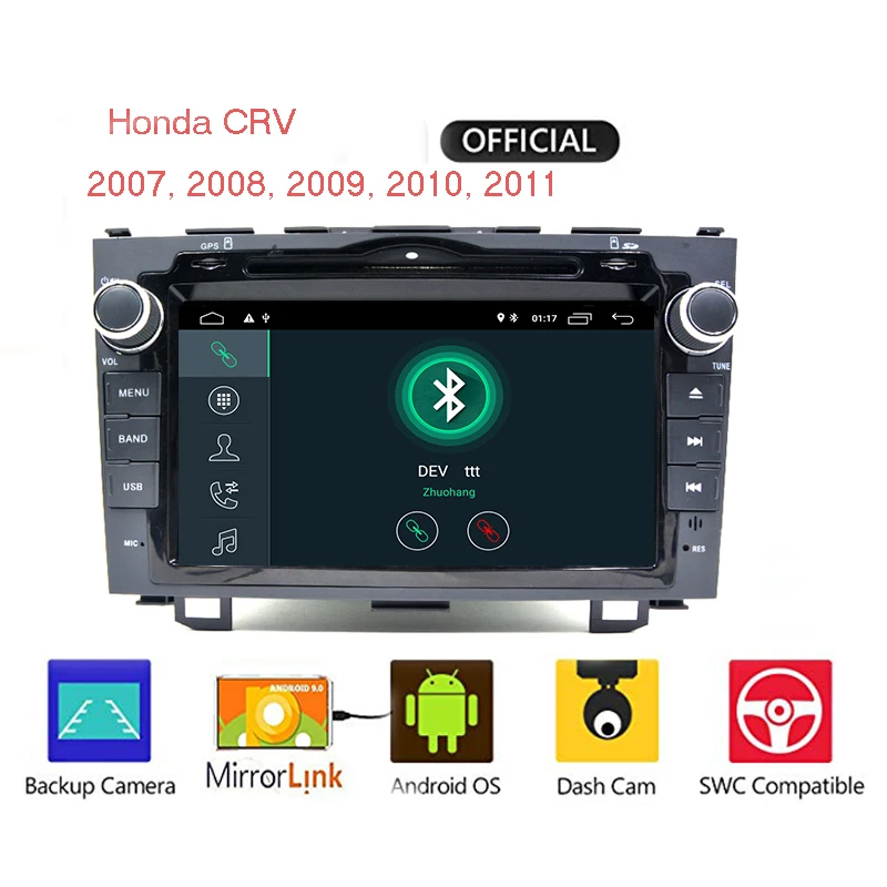 Sale Android 9.0 HD 1024*600 Car DVD Player Radio For Honda CRV 2007 2008 2009 2010 2011 4G WIFI GPS Navigation Head Unit 2 din 2GRAM 2