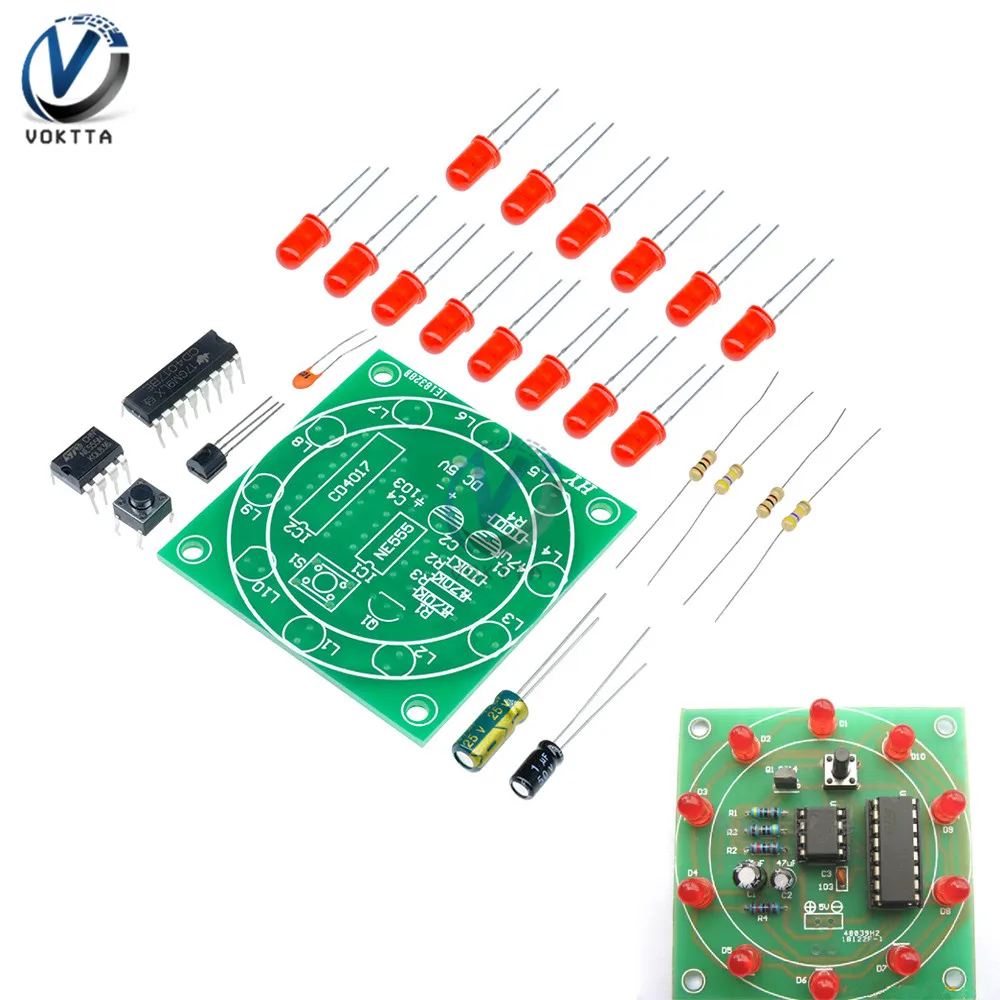 

3V-5V Lucky Rotary Suite Electronic Suite NE555 CD4017 Self LED Light Kits Production Parts Components Pulse Generator DIY