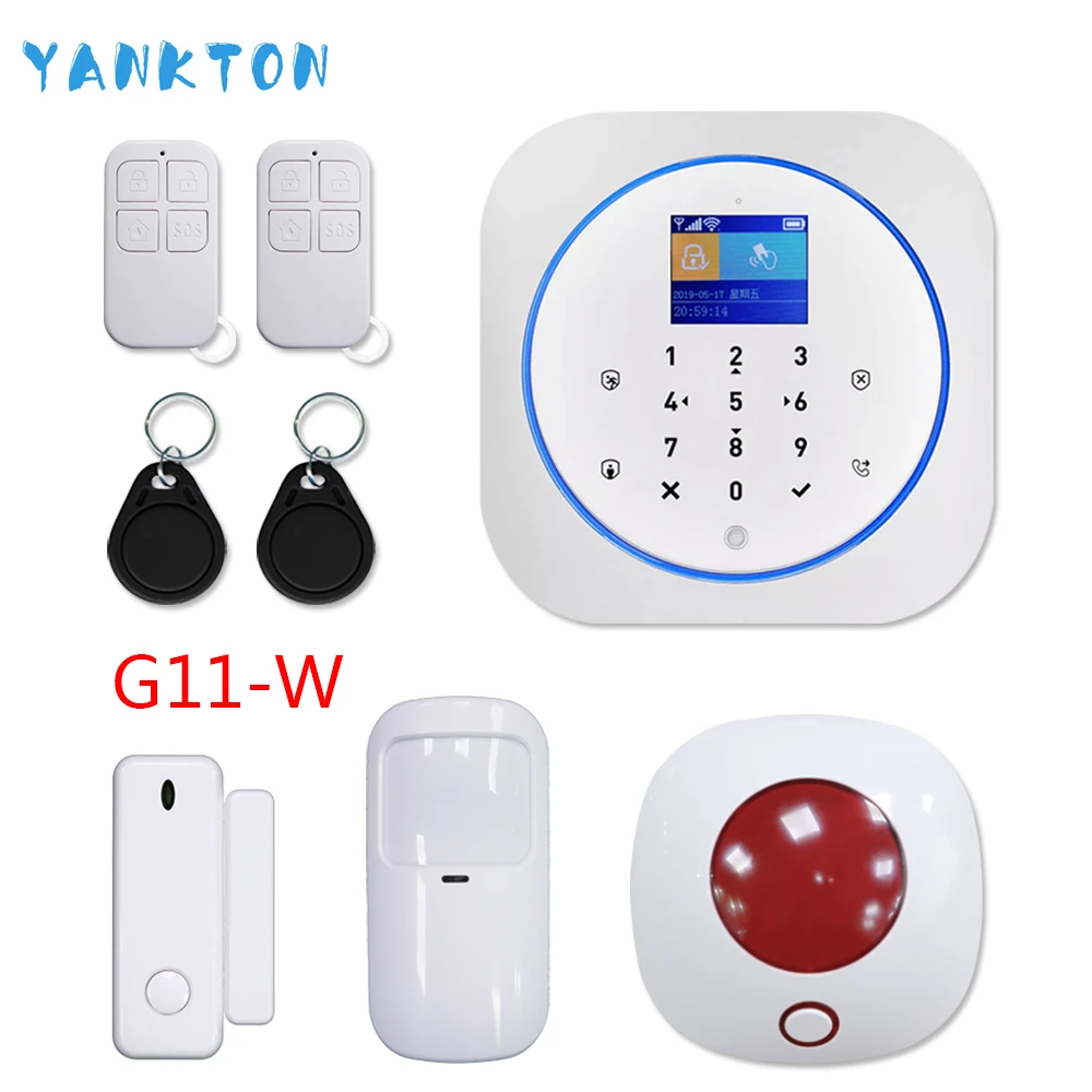 Tuya 433 МГц GSM WiFi беспроводная домашняя охранная и охранная сигнализация с датчиком движения PIR/датчик двери/Сирена комплект сигнализации - Цвет: YK-016-G11-Kit-White
