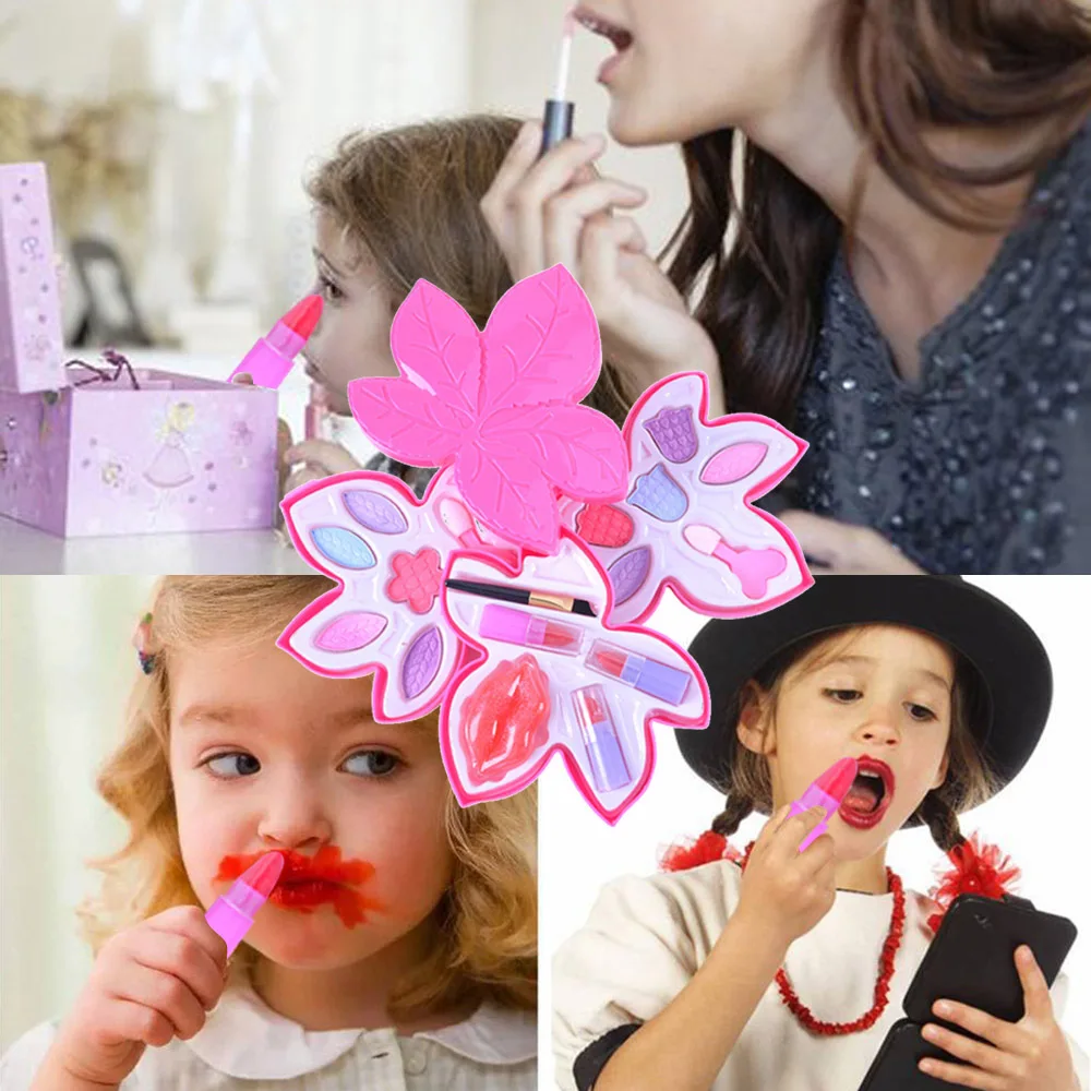 Набор косметики для ролевых игр для девочек, игрушки для окружающей среды, мороженое/лист, коробка для макияжа, набор, дети, принцесса, макияж, красота, макияж, игрушка-головоломка