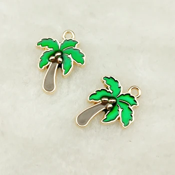 

10pcs enamel coconut tree charm jewelry accessories earring pendant bracelet necklace charms zinc alloy diy finding 15x20mm