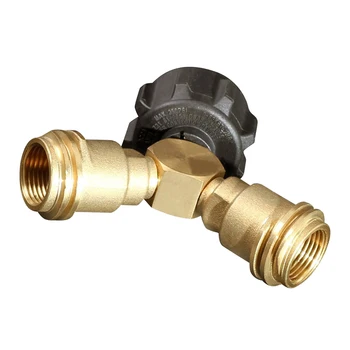 

3-Way Propane Y Splitter, Gas Tee Valve, QCC1 Brass T Adapter Splitters, connects two regulators to one propane tank