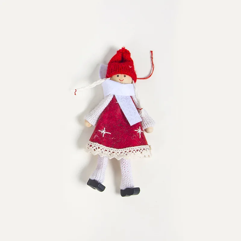 red girl Шерстяной войлок, Рождественская елка, подвеска, ангел, кукла, игрушка для нового года, украшения для дома, милый подарок для маленькой девочки, Рождественская елка, висячие украшения - Цвет: red girl
