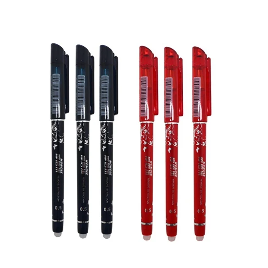 3 ink blue 3red Стираемая ручка, стираемая ручка, стираемая Шариковая ручка для школы, Студенческая ручка для письма, канцелярские принадлежности, 0,5 мм, синие чернила, заправка, 6 шт - Цвет: 3 ink blue 3red