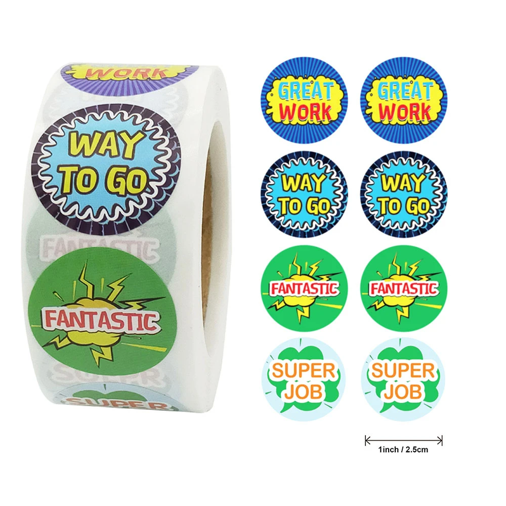500pcs 2 5cm Kids Reward Stickers Great Work Fantastic Super Job Motivation Word Gift Bag Decoration Label Party Diy Decorations Aliexpress