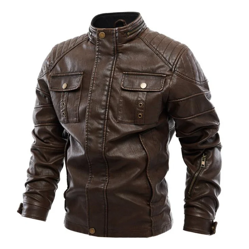 Autumn Men's PU Jacket Leather Coat Slim Fit Faux Leather Motorcycle Jackets Male Coats Fashion Brand Men Clothing all saints leather jacket mens