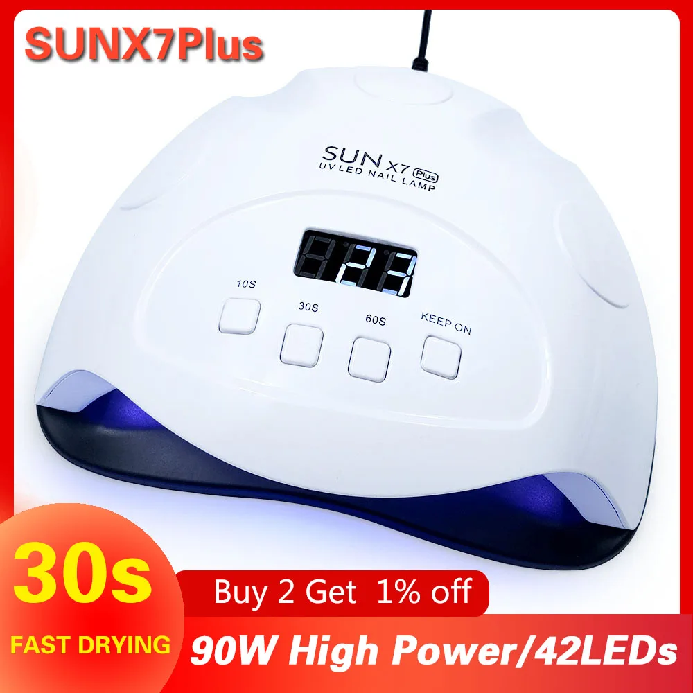 

90W UV LED Lamp Nail Dryer SUNX7 Plus 42PCS LEDs Dual hands Nail Lamp For Curing Gel Nail Polish With Sensor Timer LCD Display