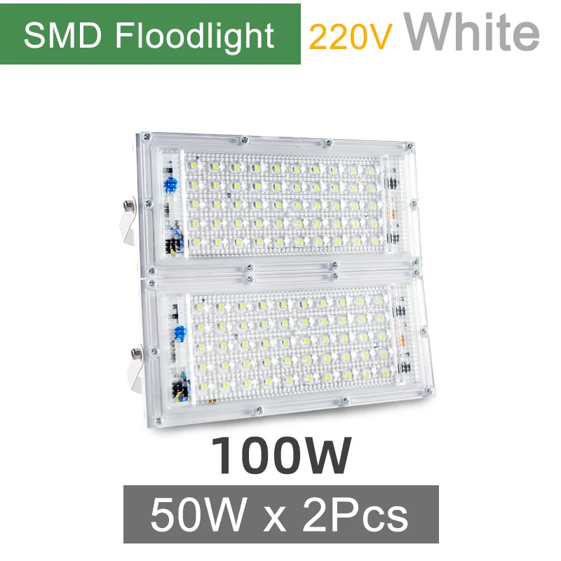 2Pcs 50W SMD White Kaguyahime Светодиодный прожектор светильник 50W 220V уличного фонаря Водонепроницаемый IP65 Точечный светильник отражатель фокус светодиодный светильник на открытом воздухе холодный белый точечный светильник - Испускаемый цвет: 2Pcs 50W SMD White