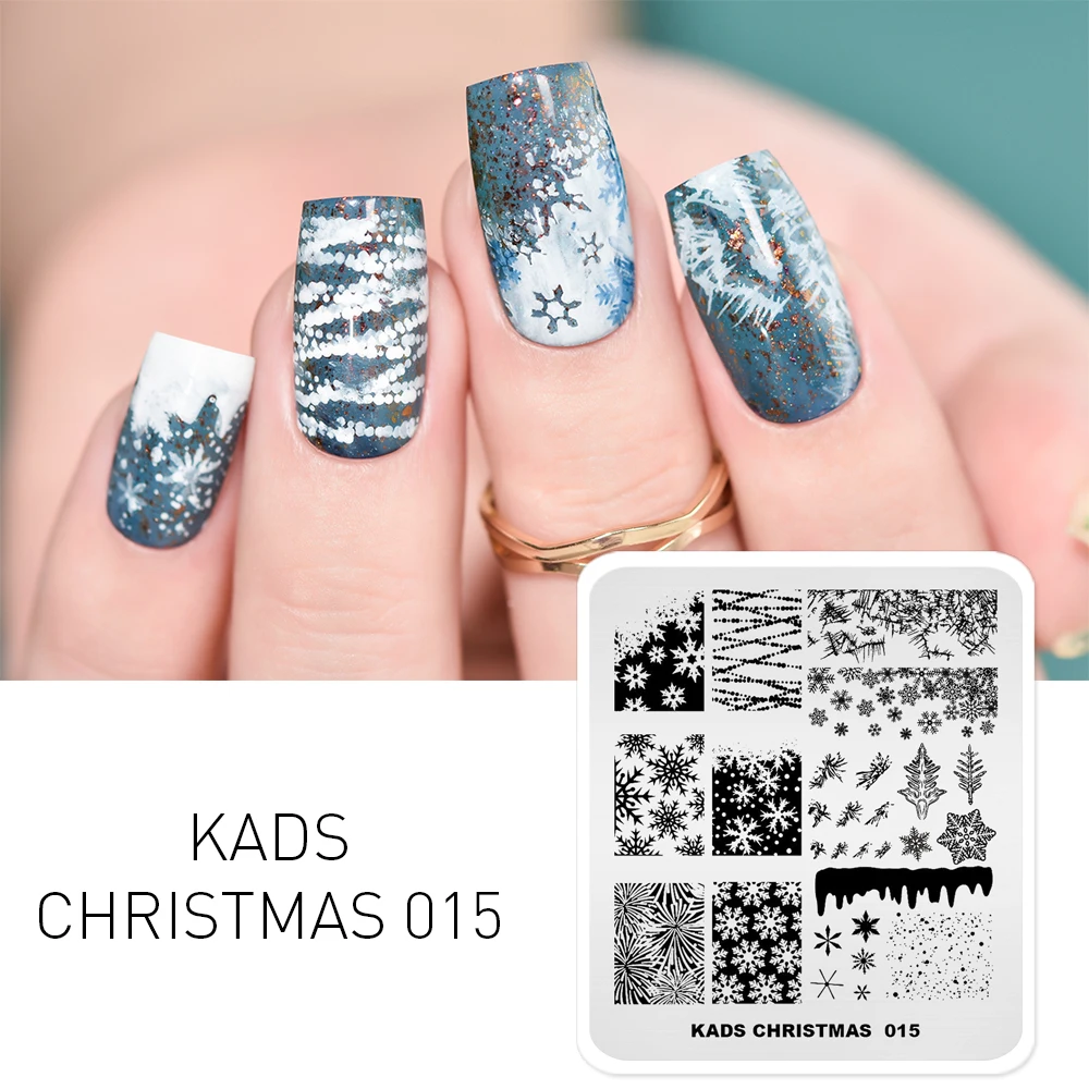 KADS ногтей штамповки пластины Рождественская серия из нержавеющей стали изображения ногтей пластины дизайн ногтей штамп шаблон трафареты печать для ногтей
