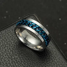 Anéis de giro do estilo do punk rock da descompressão de aço inoxidável para homens jóias festa link corrente simples anel masculino 5 cores tamanho 6-12