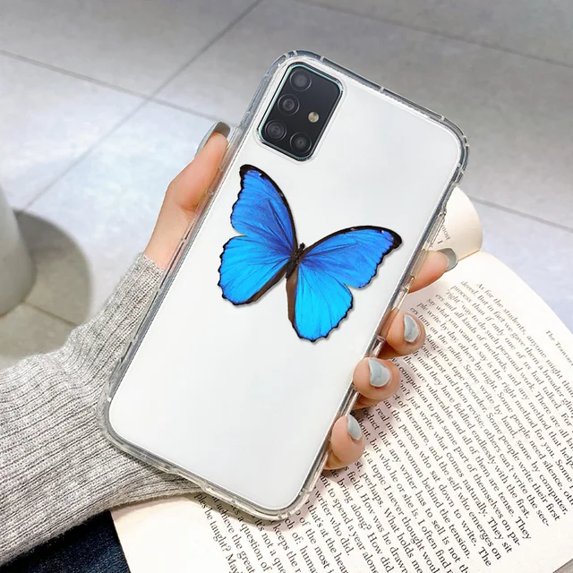 Butterfly Case for Samsung A51 Coque Samsung A32 A52 A72 A12 A31 A71 A50 A70 S20 FE S21 Ultra S30 Plus Silicone ShockProof Cover UA36