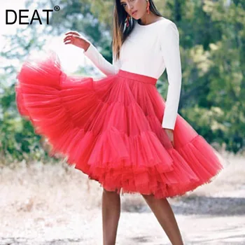 

DEAT 2020 new spring and summer fashion women runway styles multi layer mesh high quality heavy work skirt WL00606