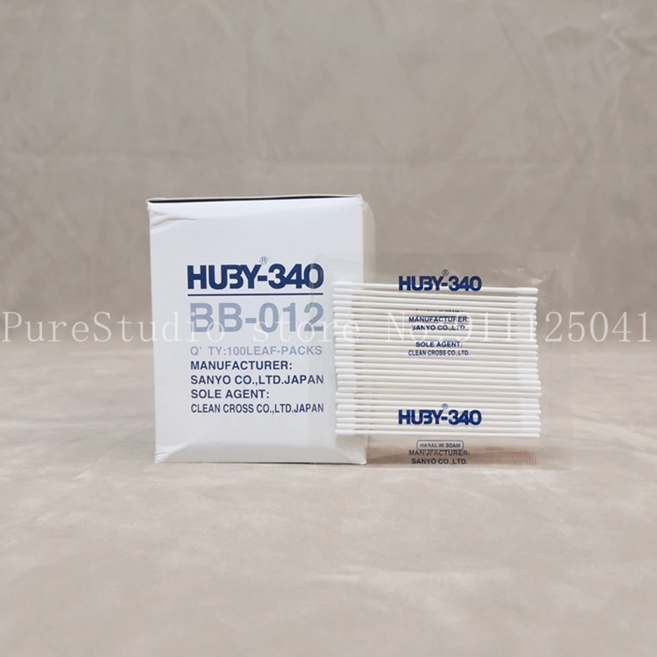 Original 100bags ( 25pcs/bag ) HUBY-340 BB-012，Small flat head swab，Paper Handle Cotton Cleaning Industrial Swab