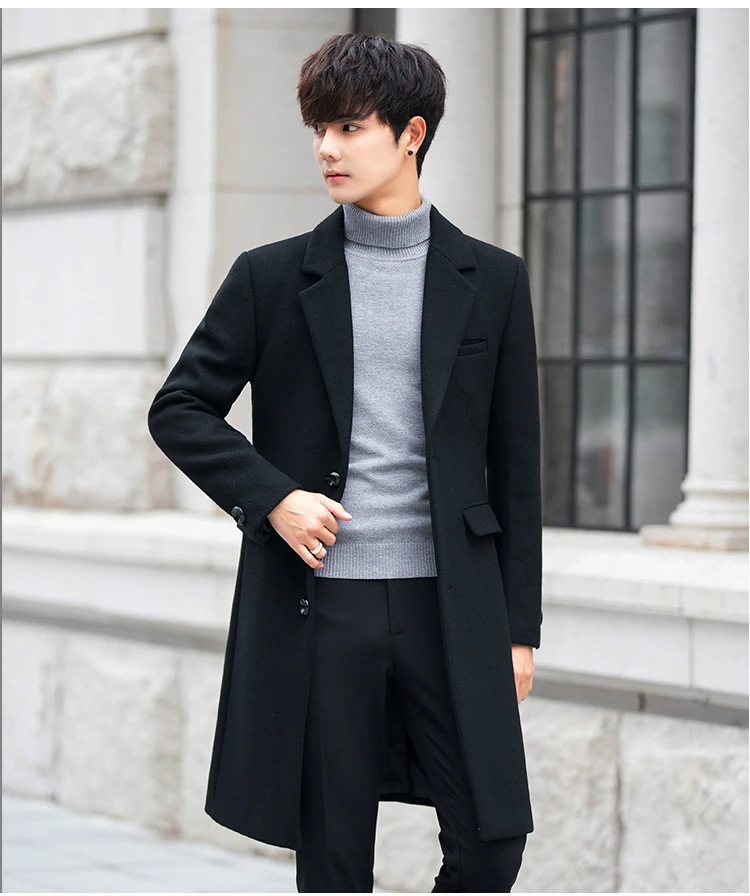 Wool Long Coat Men Black Winter Jacket Men Casual Mens Coats Overcoats  Outwear Woolen Male Jackets Sobretudo Kj263 S S En S - Wool u0026 Blends -  AliExpress
