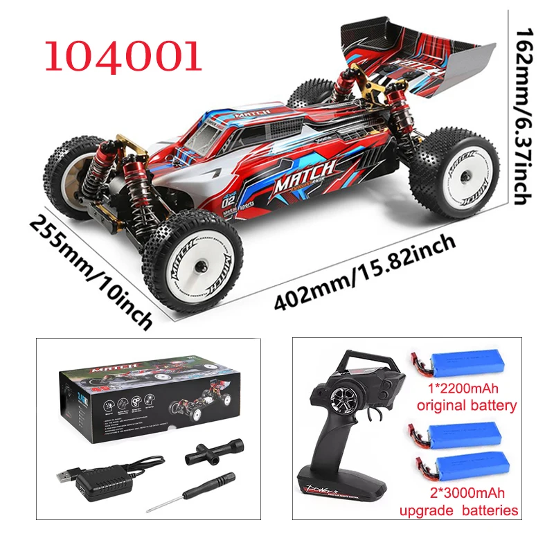 Newest Wltoys 104002 1/10 2.4g 60km/h Rc Car High-speed Four