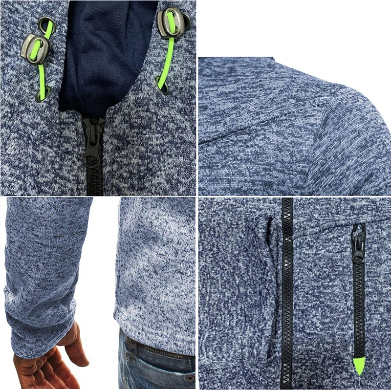 New Spring and Autumn Hooded Jacket Male Hooded Zipper Thicken Sweatshirts Windproof Solid Color Men's Windbreaker