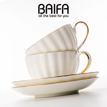 

Nordic Luxury Coffee Cups Bone China Afternoon Black Tea Cup Taza Cafe Ceramica Plain White Tea Cups Home Decor FF70C12