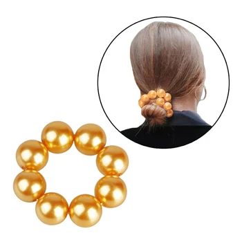 

4pcs Simulation Pearls Hair Rope Women Elastic Hair Bands Elegant Imitation Pearl Beads Rope Hair Accessories