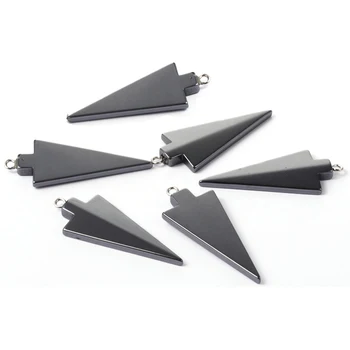

Non-magnetic Hematite Pendants, Grade A, with Iron Findings, Metal,, Triangle, Black, 44x18x4mm, Hole: 2mm