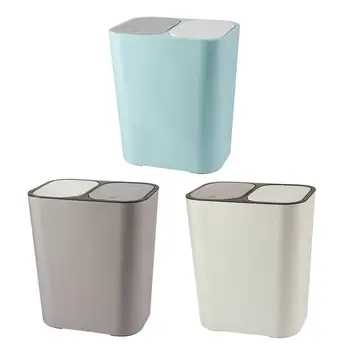 

Trash Can Push-type Waste Sorting Trash Can Dual Compartment Garbage Bin For Home Living Room Kitchen Office