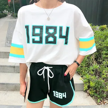 

Girl Student Sweet Summer Color Block Fresh T-Shirt Top + Pockets Shorts Two-piece Set