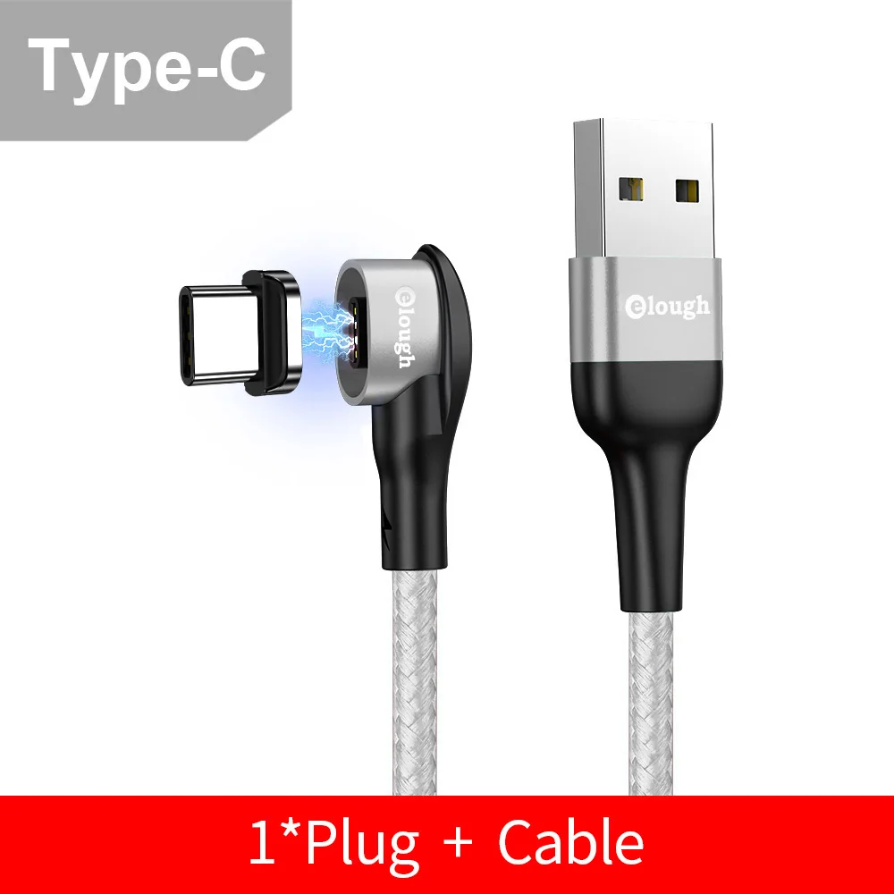 Elough 90 Degree USB Typc C Cable Elbow 3A Fast Charging Cable Date Wire For iPhone Samsung Xiaomi Mobile Phone Magetic Charger iphone fast charger cable Cables