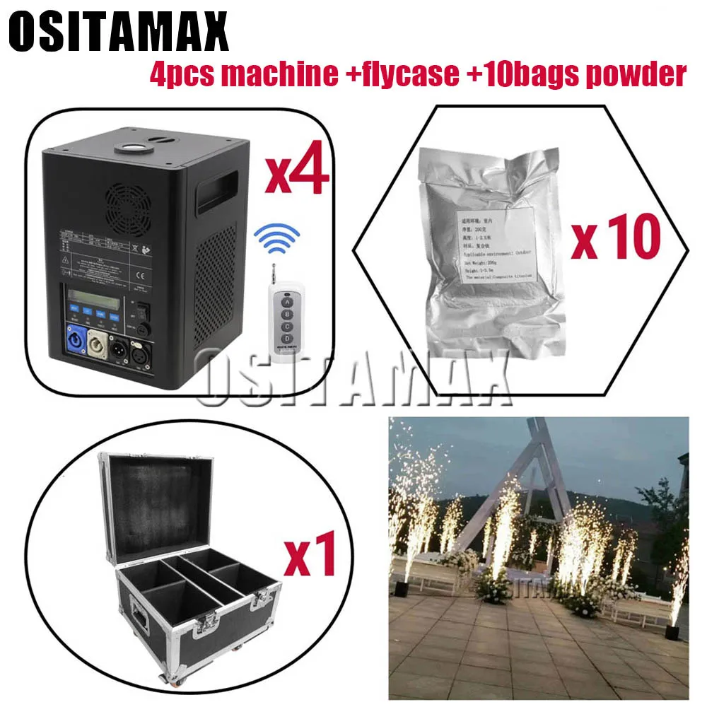 4pcs in case and 10 600 Вт Искра Пламя машина DMX контроль холодная искра машина пламя Свадьба специальная сцена украшение машина фейерверков - Цвет: 4pcs in case and 10