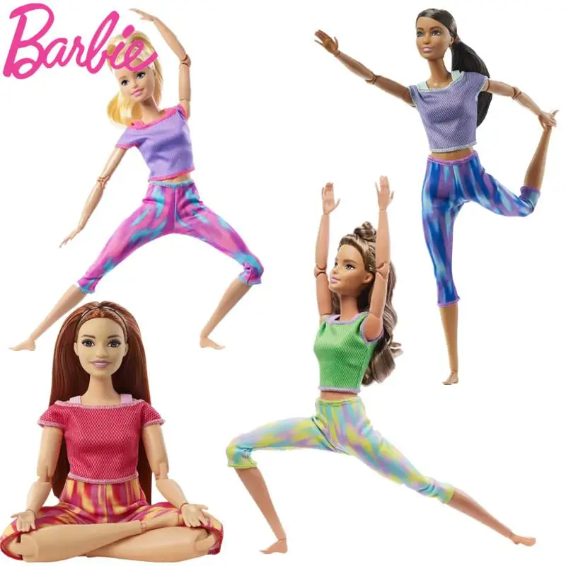 Original Barbie Made to Move Gymnastics YOGA Dolls with 22 Flexible Joints Sports Doll Girls Toys for Kids Brinquedos Toys