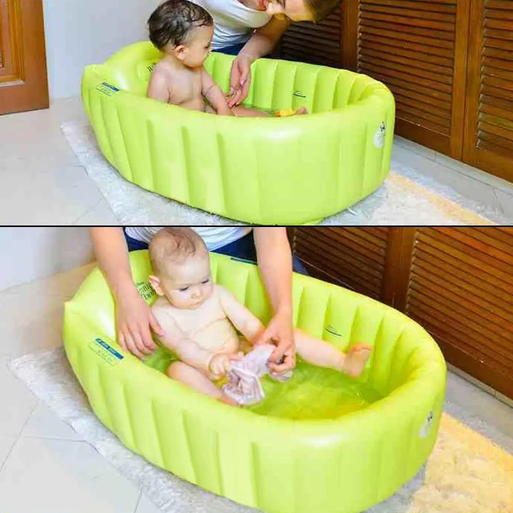 Baby Inflatable Bathtub Non-toxic PVC Folding Shower Basin Non-slip Thickened Bathtub For Travel Suit For 0-3 Years Old Baby