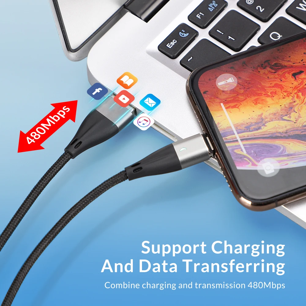 Micro USB кабель Магнитный 3A Быстрый зарядный для Xiaomi Redmi Note 5 Pro синхронизации данных