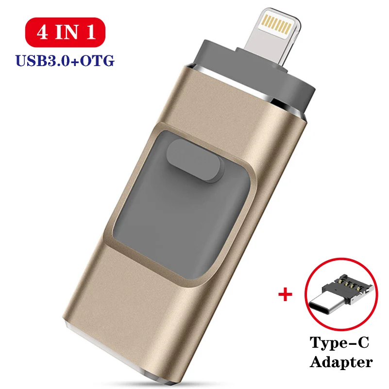 4In1 USB Flash Thumb Drive OTG PhotoStick For Tpye-C/Lightning/Micro USB 512GB 