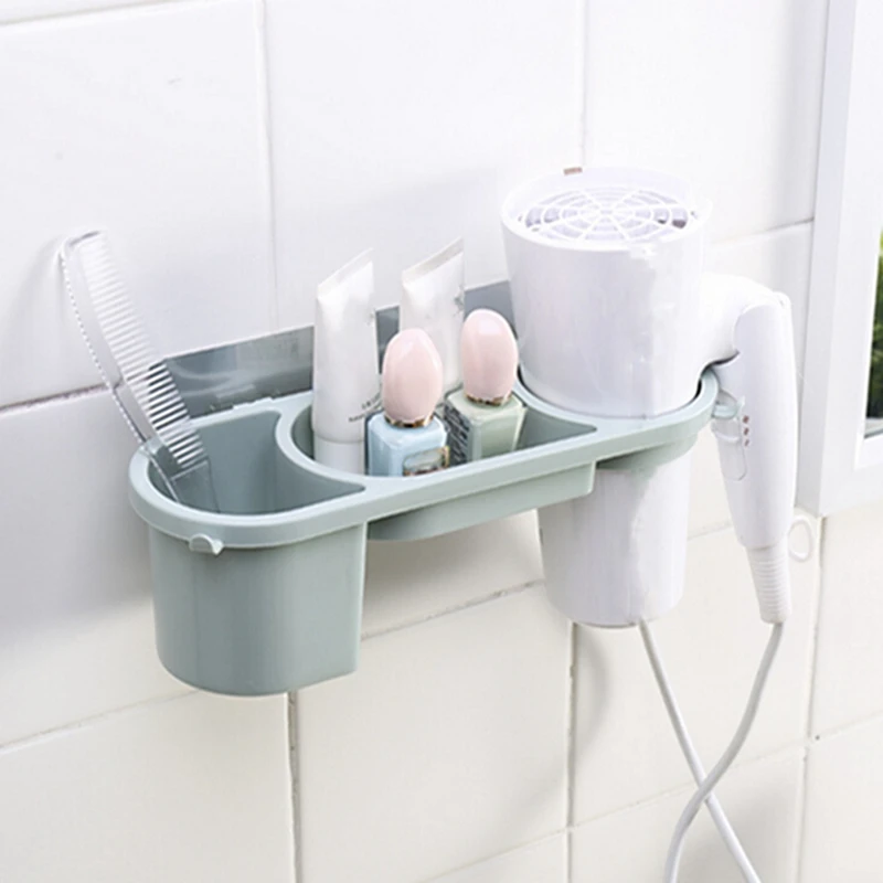 Plastic Magic Stickers Hair Dryer Storage Rack Bathroom Shelves Plywood Multifunction Organizer Bathroom Accessories